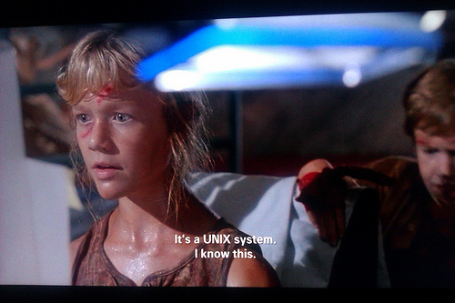One of the most famous hacking in Hollywood scenes is in Jurassic Park: 'It's a UNIX system!' 