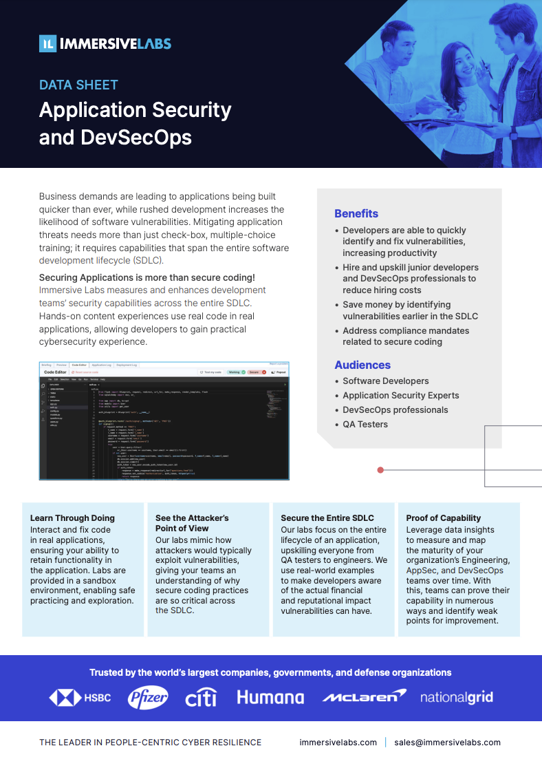Application Security and DevSecOps Data Sheet